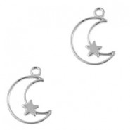 DQ Metal charm moon and star 19x14mm Antique silver